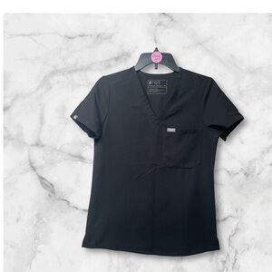 Figs Black V-Neck Scrub Top Size XS ~ Medical Staff or Caregivers